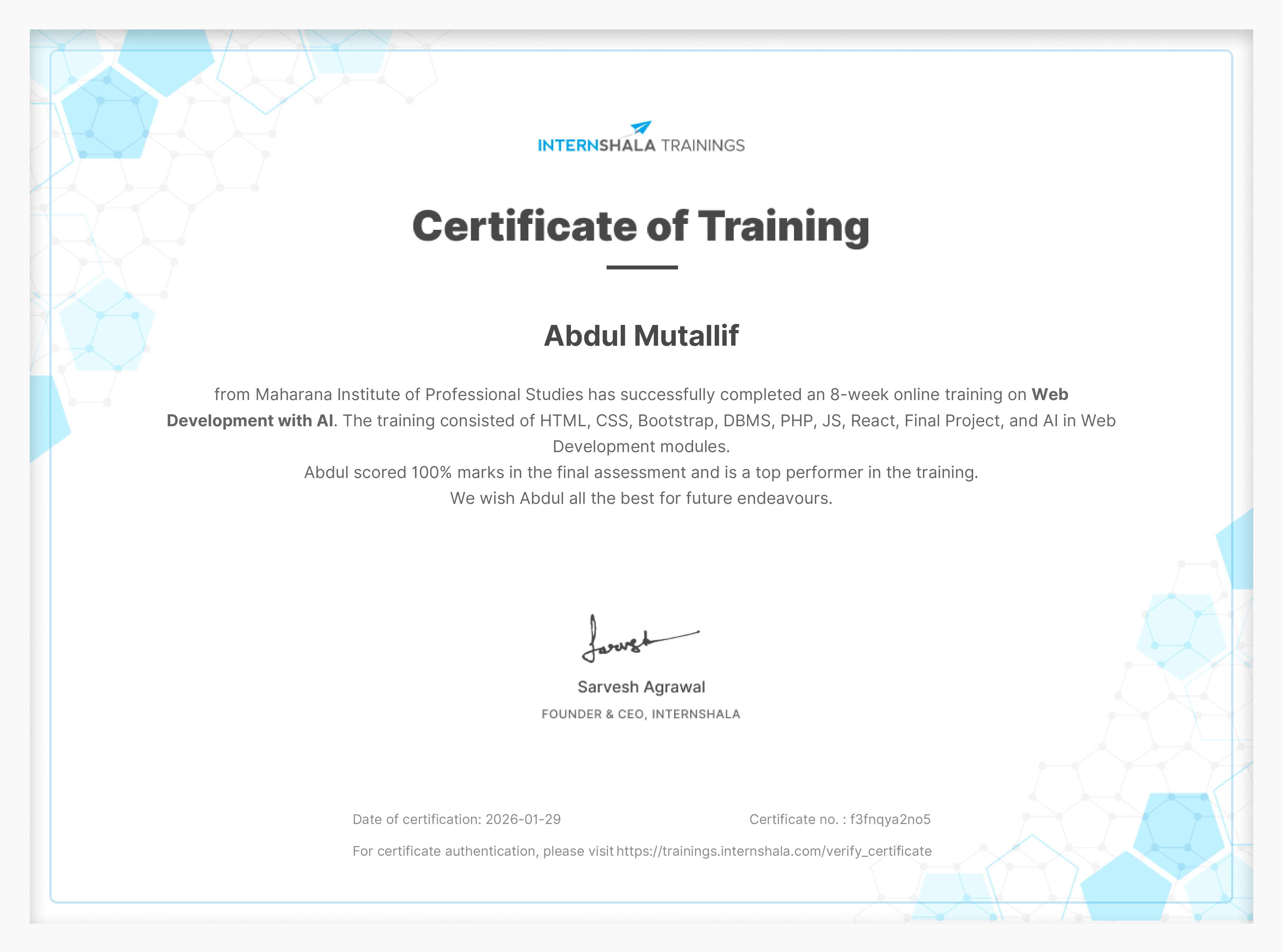 Web Development with AI Certificate