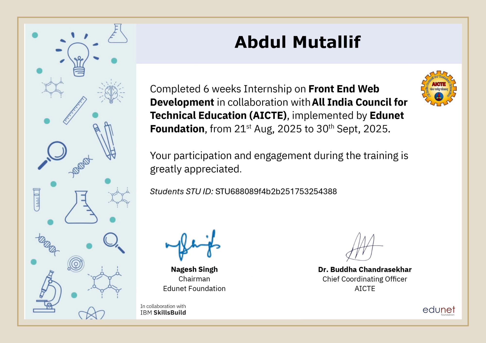 AICTE Internship Certificate