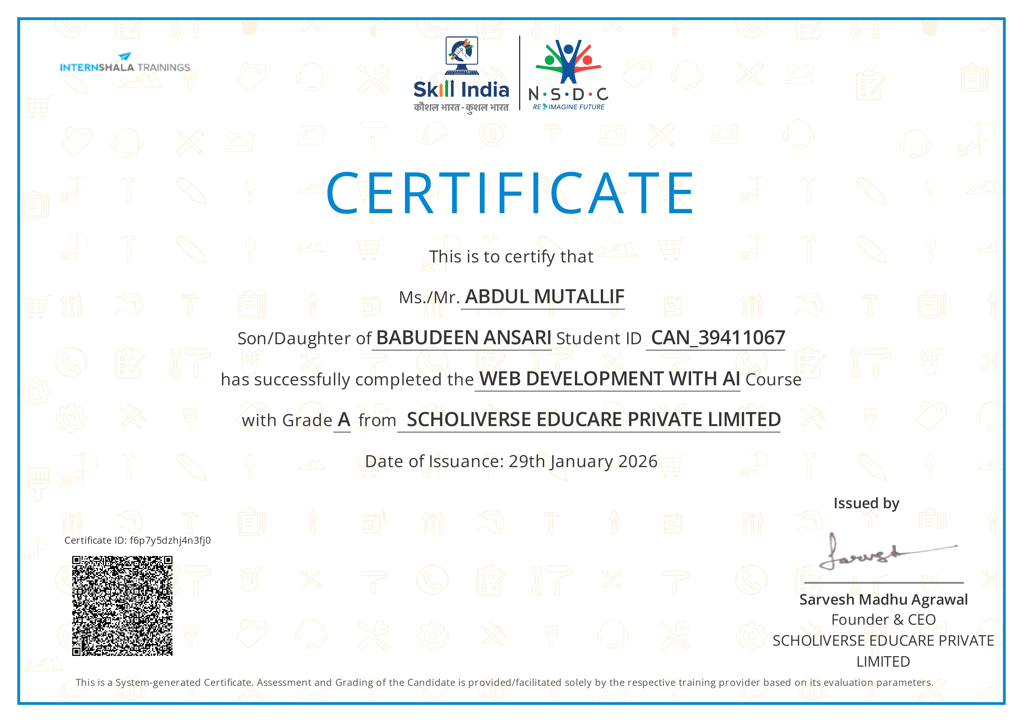 NSDC Certificate